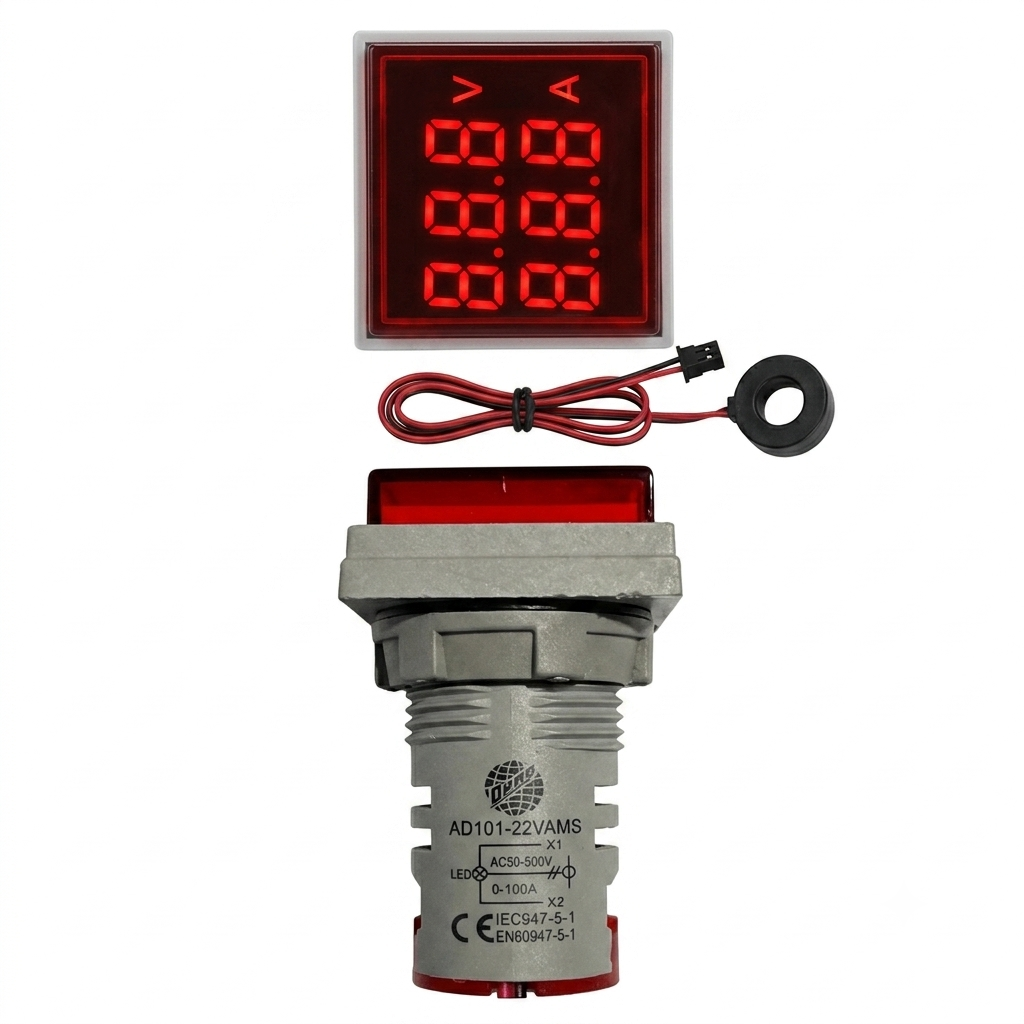 OPAS 6-in-1 Digital Energy Analyzer — 22mm Panel Mount Meter